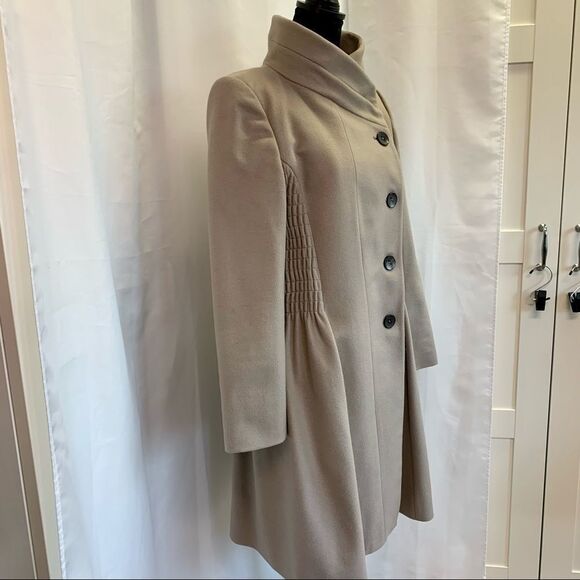 ZARA Taupe greyish tan brown high neck peplum coat size medium - Picture 2 of 13